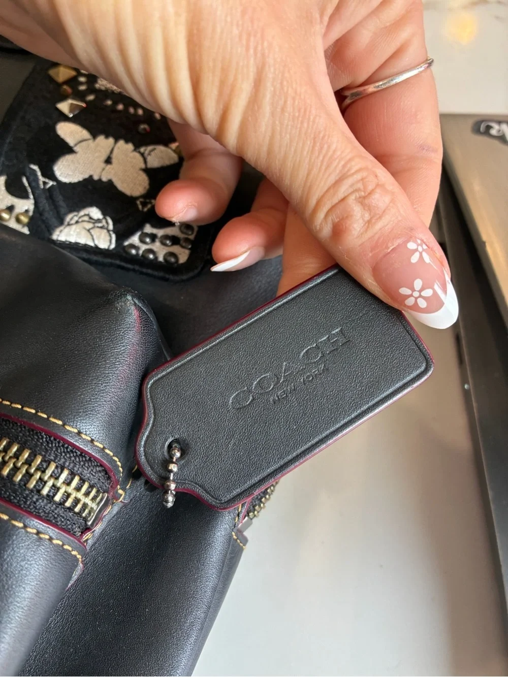 Coach x Disney Black Leather Backpack with Mickey Appliqué